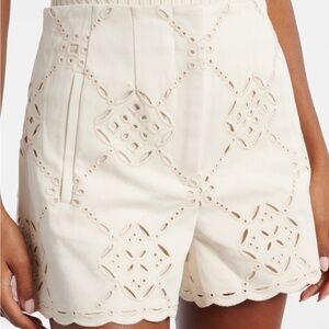Veronica Beard Cream Eyelet Shorts